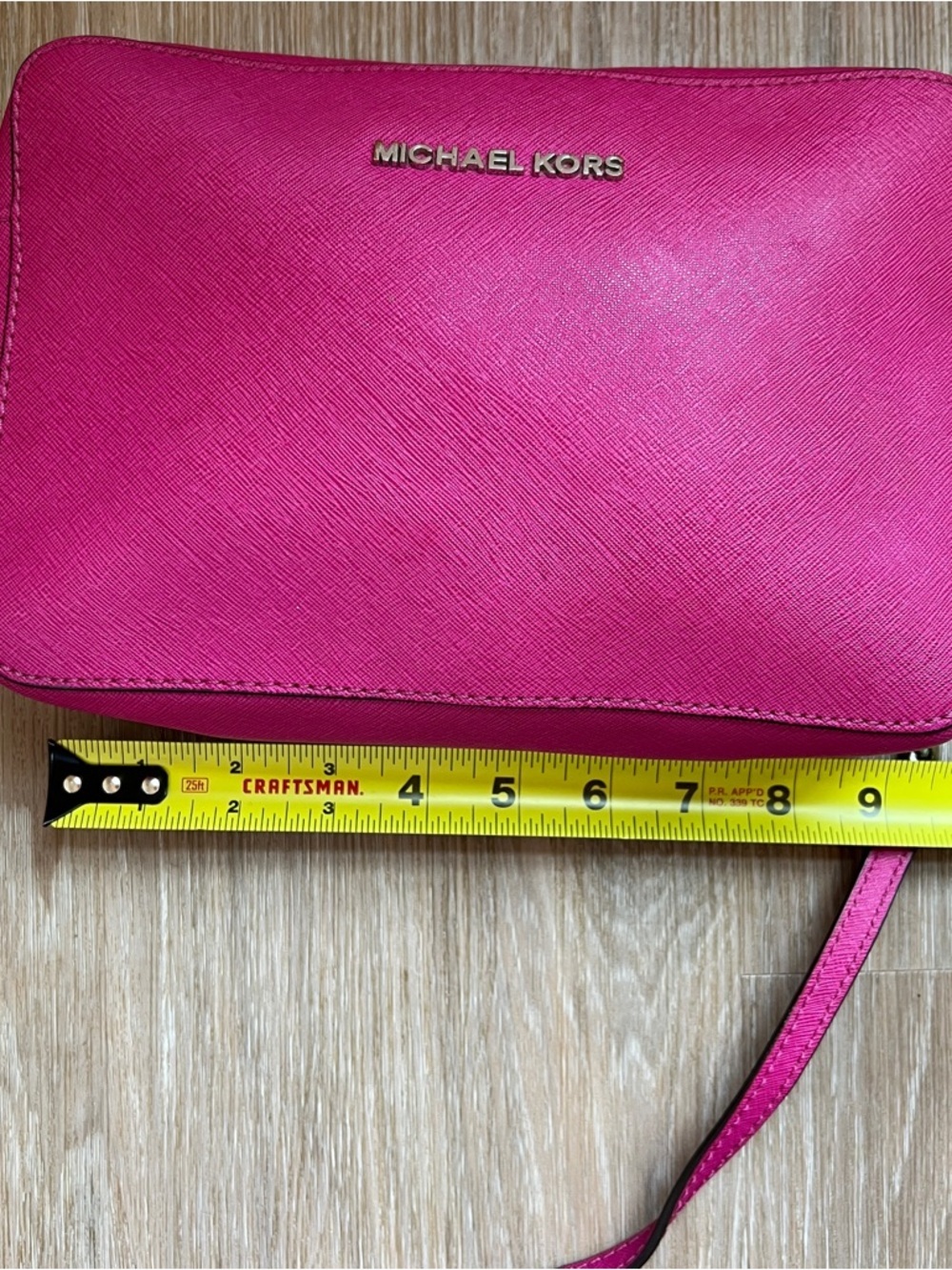 Michael Kors Jet Set Large Saffiano Crossbody Hibiscus Pink purse handbag - Picture 10 of 13